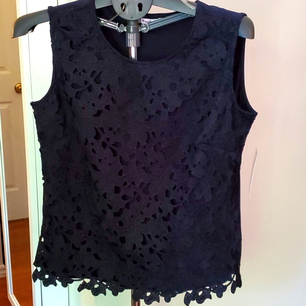 New Navy lace sleeveless top Tanya nwt size 10 s4
